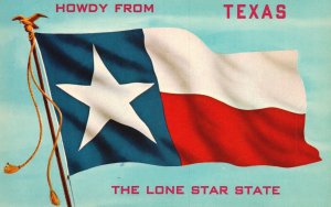 Vintage Postcard The Lone Star Texas State Flag Adopted January 25 1839 TX