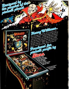 Galaxy Pinball Flyer Original Vintage 1980 Original Fantasy Sci-Fi Detached Page