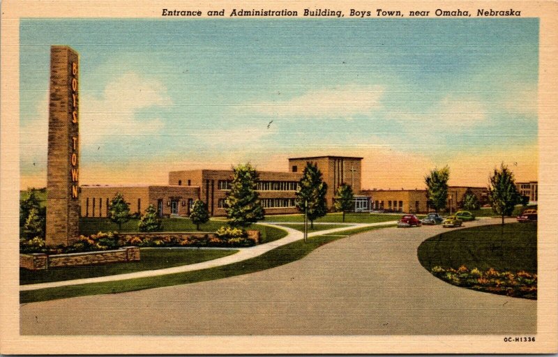 Omaha,NE BOYS TOWN Douglas County Nebraska Antique LINEN POSTCARD UNPOSTED