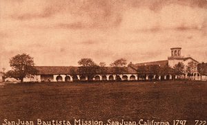 Vintage Postcard San Juan Bautista Mission San Juan Building Church California