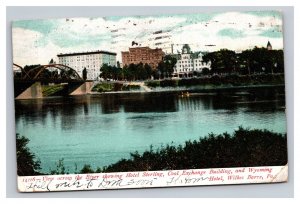 Vintage 1907 Postcard View Across River Showing Hotels, Wilkes Barre, PA