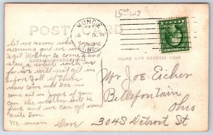 Muncie Indiana~W Washington St Bridge Under Flood~Spearmint Billboard~RPPC 1913