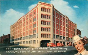 Advertising Cigarette Richmond Virginia Liggett Factory 1950s Postcard 20-6781