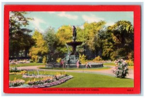 c1940's The Fountain Public Gardens Halifax Nova Scotia Canada Vintage Postcard