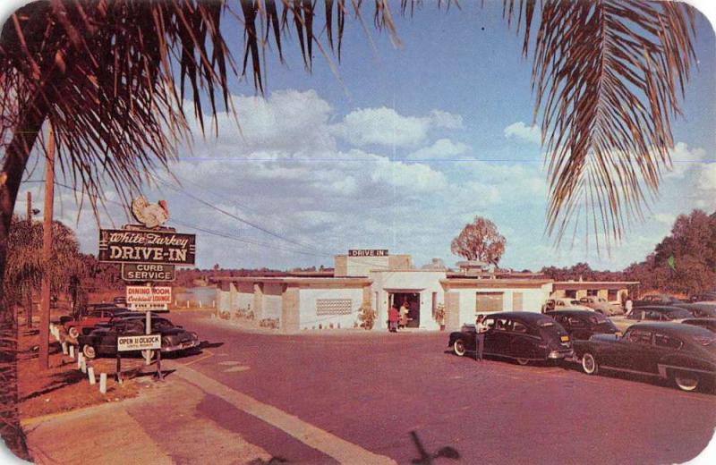 Orlando Florida White Turkey Drive In Street View Vintage Postcard K64397