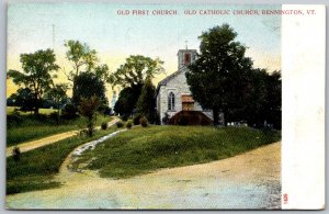 Bennington Vermont c1905 Postcard Old First Church Old Catholic Church