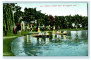 Lake Starker Crapo Park - Burlington Iowa c1910 Unused Antique Postcard