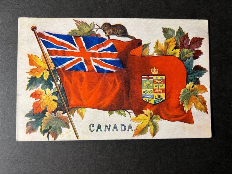 Mint Canada Flag Seal Postcard Beaver British Commonwealth Tucks Patriotic