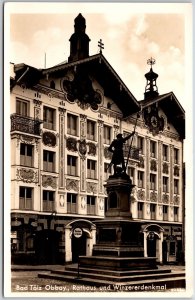 Bad Tolz Obbay Rathaus Und Wenzererdenkmal Germany Real Photo RPPC Postcard