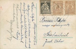 Postcard Romania correspondence 1924  Saschiz Bihor via Chisinau Moldova 