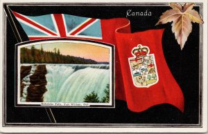 Kakabeka Falls Fort William Ontario ON Patriotic Flag Black c1909 Postcard F35