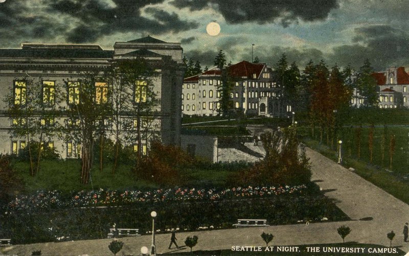 WA - Seattle. University Campus at Night