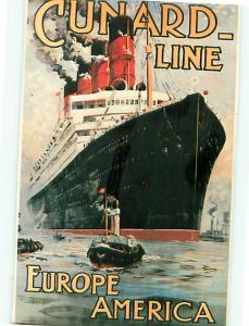 Postcard Cunard Line Europe America Cruiseline # 1415A
