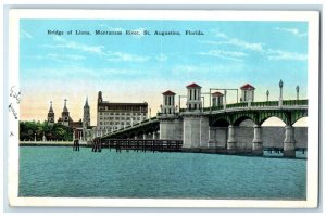 c1920 Bridge Lions Mantanzas River Exterior Port St. Augustine Florida Postcard