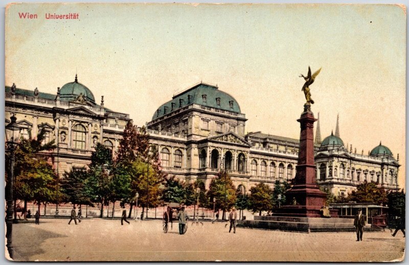 Wien Universitat Vienna Austria Monument Outside Campus Building Postcard