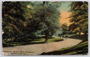 Vintage Postcard Main Road Pathway Horse Cart Cherokee Park Louisville Kentucky