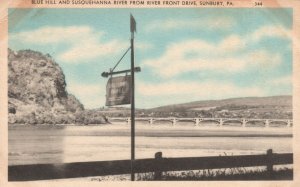 1947 Blue Hill Susquehana River Front Drive Sunbury Pennsylvania Posted Postcard