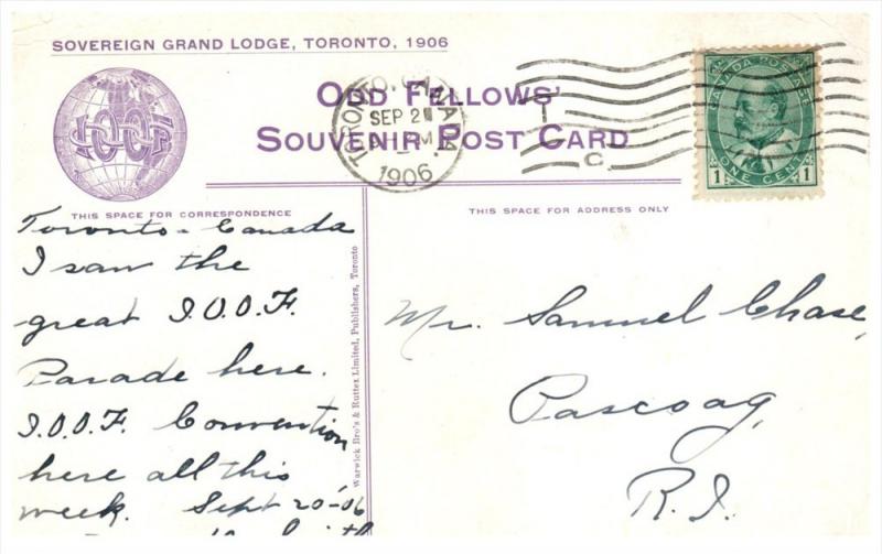 4965 I.O.O.F. Odd Fellows Grand Lodge Toronto 1906