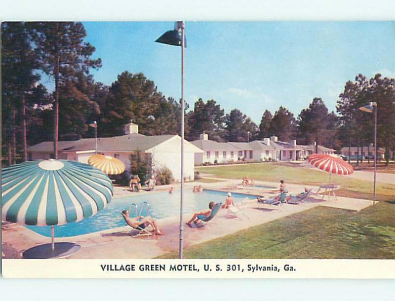 Unused Pre-1980 POOL & VILLAGE GREEN MOTEL Sylvania Georgia GA u5167@