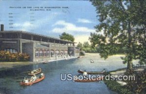 Pavilion, Lake in Washington Park - MIlwaukee, Wisconsin WI Postcard