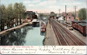 Postcard PA Bethlehem - View of Canal