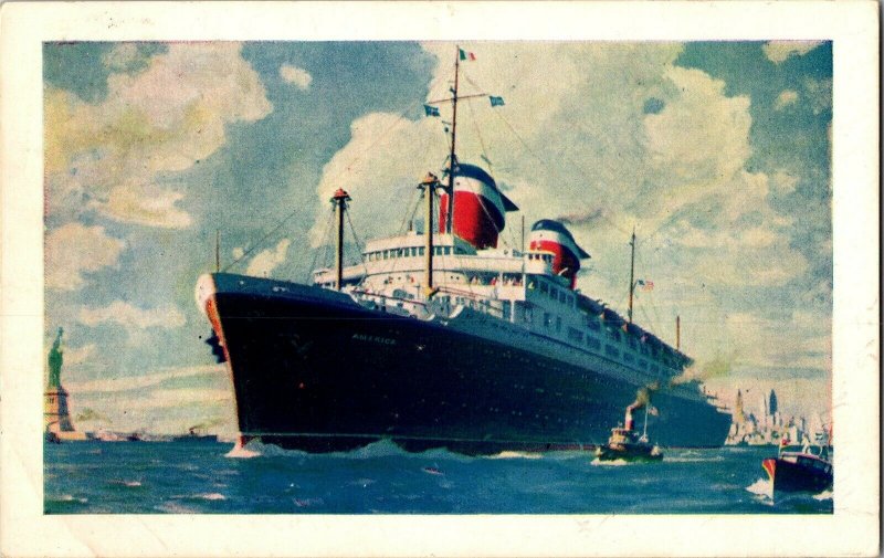 S.S. America, United States Lines Ship Vintage Postcard I73