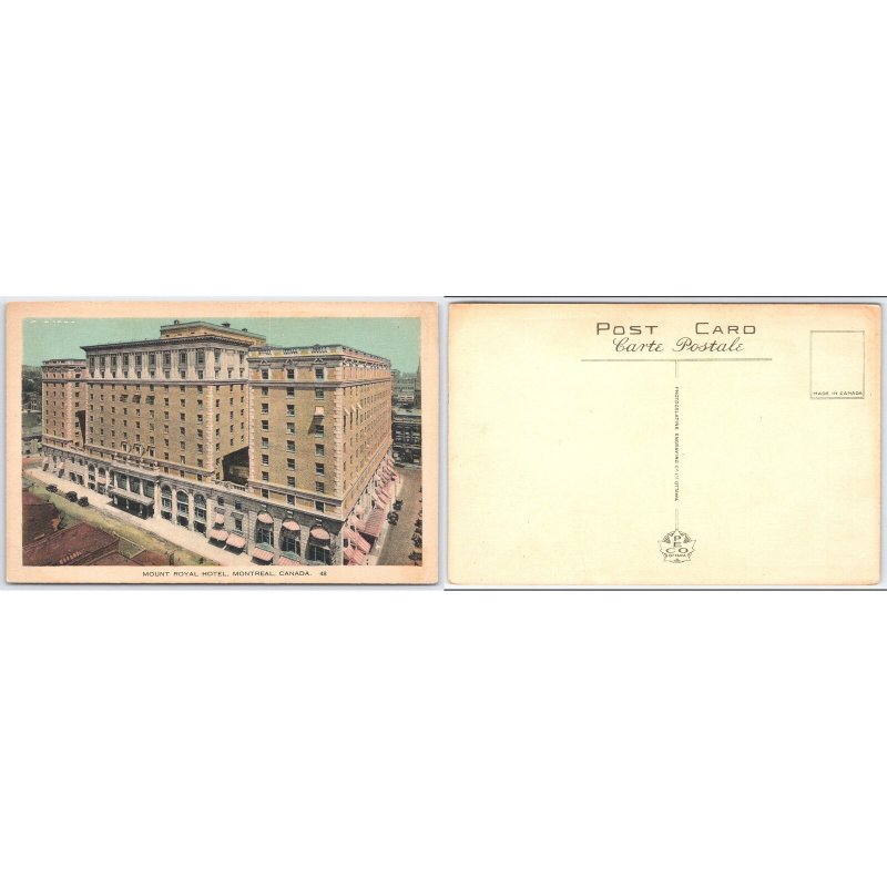 Postcard Mount Royal Hotel Montreal Canada Architecture