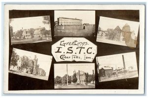 c1910's Greetings ISTC Cedar Falls Iowa IA Multiview RPPC Photo Antique Postcard