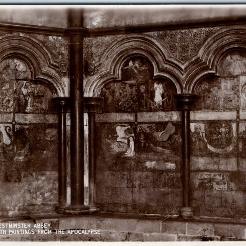 c1930s Westminster Abbey UK RPPC Wall Arcades Apocalypse Art Chapter House A358