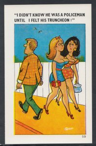 Comic Postcard - Police / Risque / Rude / Policeman / Truncheon - Quip Ref.S10 
