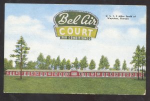 WAYCROSS GEORGIA BEL AIR COURT MOTEL VINTAGE LINEN ADVERTISING POSTCARD