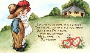 C.1910 Cute Children Bungalow Valentine Victorian Postcard P9