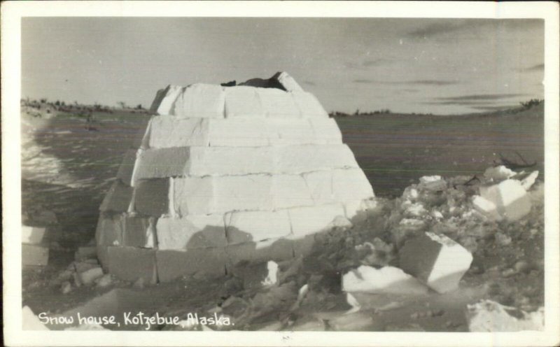 Kotzebue Alaska AK Igloo Snow House Real Photo Postcard