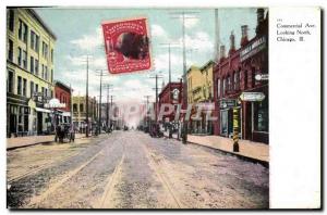 Postcard Old Chicago Commercial Ave Looking North Chicago