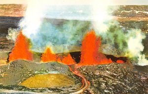 Eruption of Mauna Loa Volcano In Hawaii National Park View Postcard Backing 