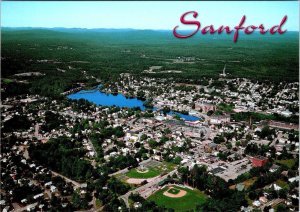 Sanford, ME Maine  DOWNTOWN~BASEBALL FIELDS Aerial View YORK COUNTY 4X6 Postcard