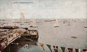 UK Nautica Cowes Regatta Sailboats Vintage Postcard 08.69