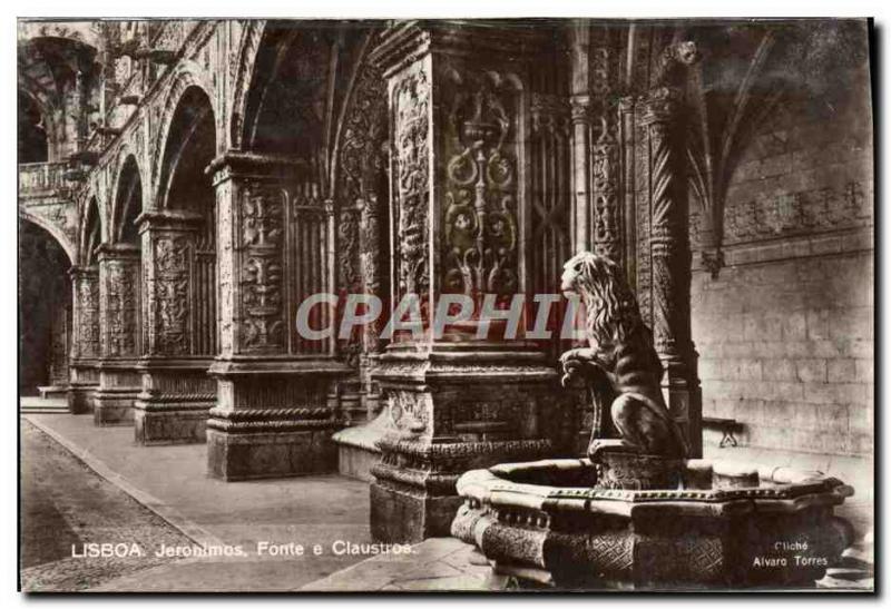 Old Postcard Lisboa Jeronimos Fonte E Cloisters