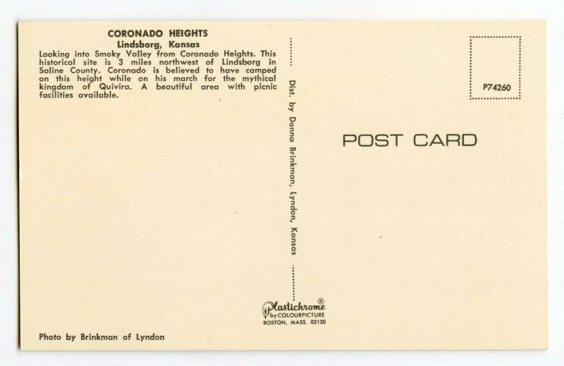 Postcard Coronado Heights Lindsborg Kansas Standard View Card