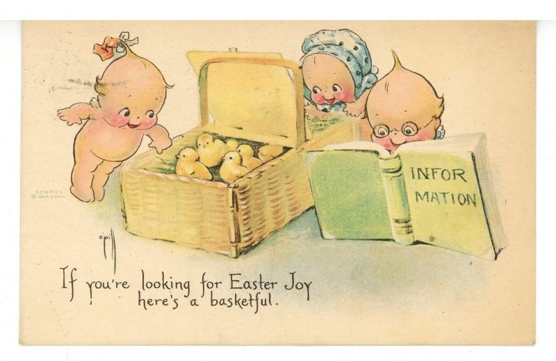 Kewpies by Rose O'Neill. Pub. By Gibson Art . Easter- A Basketful