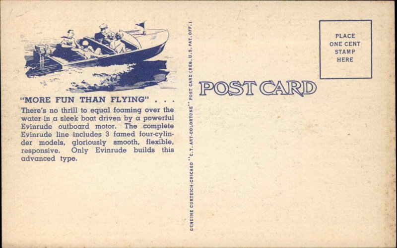 Evinrude Boat Motor Advertising LINEN Postcard