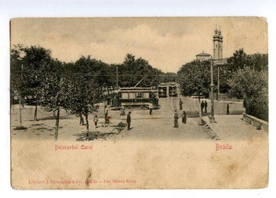 147288 ROMANIA BRAILA Trams Carol Bulevard Vintage postcard