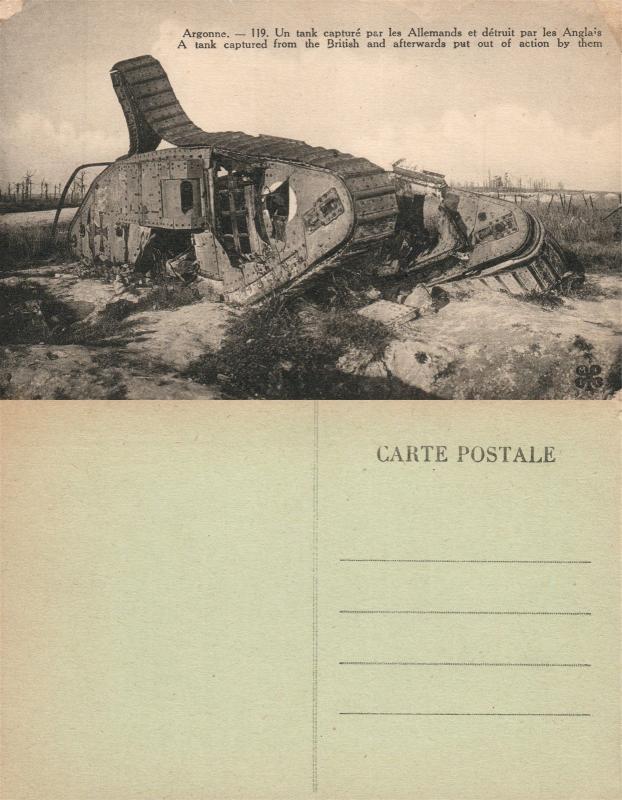 BRITISH WWI TANK ANTIQUE FRENCH POSTCARD