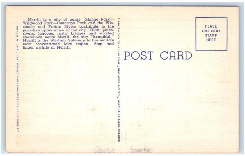 Large Letter Linen EAGLE RIVER, WI Wisconsin  c1940s Lincoln County Postcard 