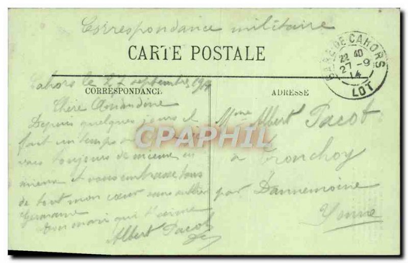 Postcard Old Cahors Monument mobile Lot militaria