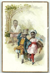 1887 Black Americana Kids Children S A Robinson Victorian Trade Card Pulaski OH