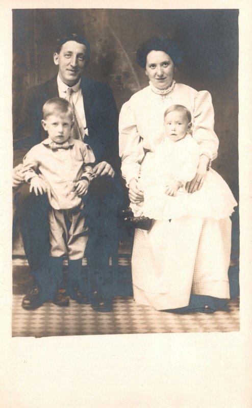 Vintage Postcard  Portrait of a Happy Family Parent with Beautiful Children