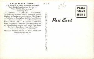 Harve De Grace MD Chesapeake Court Aerial Pool Homes 1950s-60s Vintage Postcard