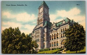 Vtg Pottsville Pennsylvania PA Court House 1940s View Linen Postcard