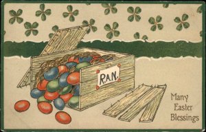 EASTER FANTASY Shipment of Colored Eggs Embossed c1910 Postcard